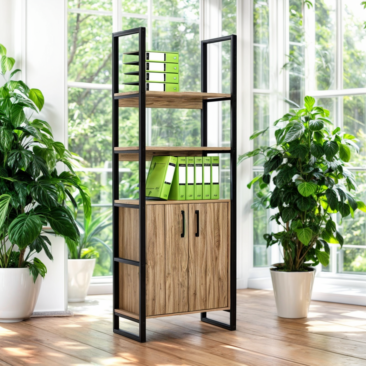Стеллаж офисный Tobi Sho LOFT Gold СЛГ/3 для документов 800x400x1900 мм Дуб аппалачи