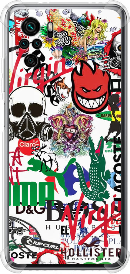 Чехол на Xiaomi Redmi Note 10 Many different logos (4022sp-2277-42517)