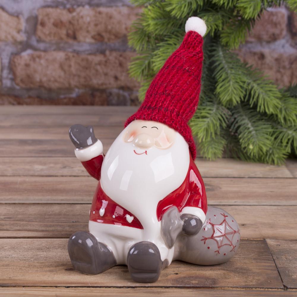 Статуэтка санта сидячий 17 см Красный (1083)