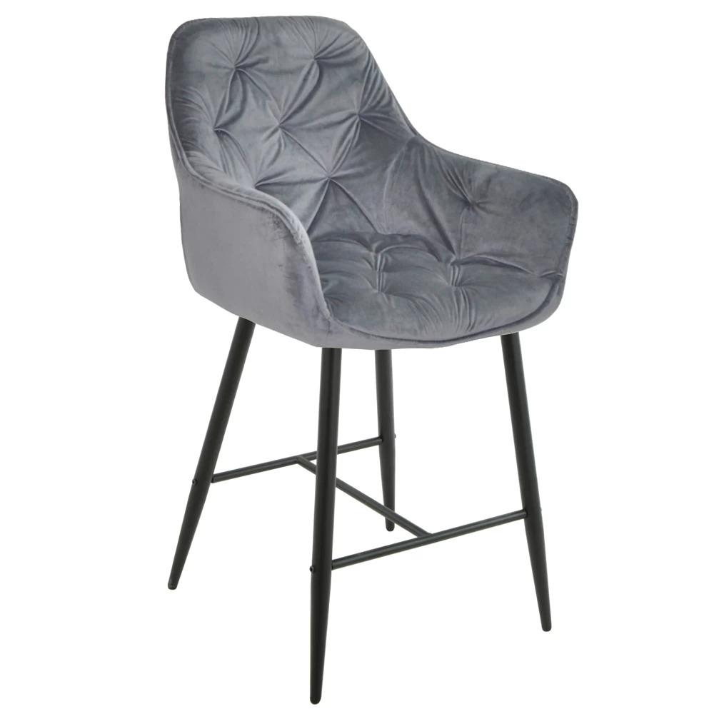 Полубарный стул Nora black бархат Темно-серый (898810)