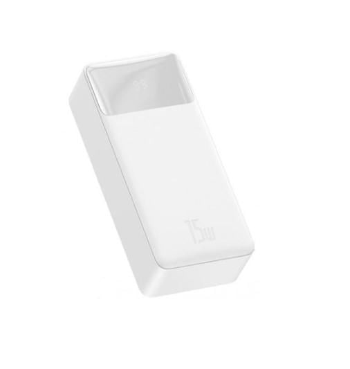 Повербанк УМБ Baseus Bipow 30000mAh 15W inp:USB-C/Micro-USB/3A out:USB-C/2хUSB-A/3A White (PPDML-K02) - фото 1