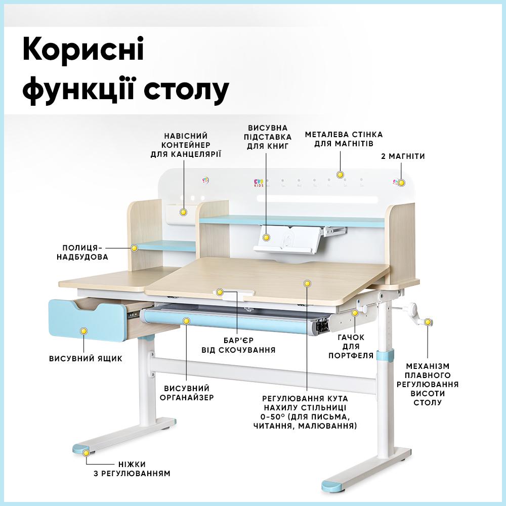 Парта-трансформер шкільна Evo-kids TH-360 Plus Блакитний (TH-360 TG/BL Plus) - фото 2