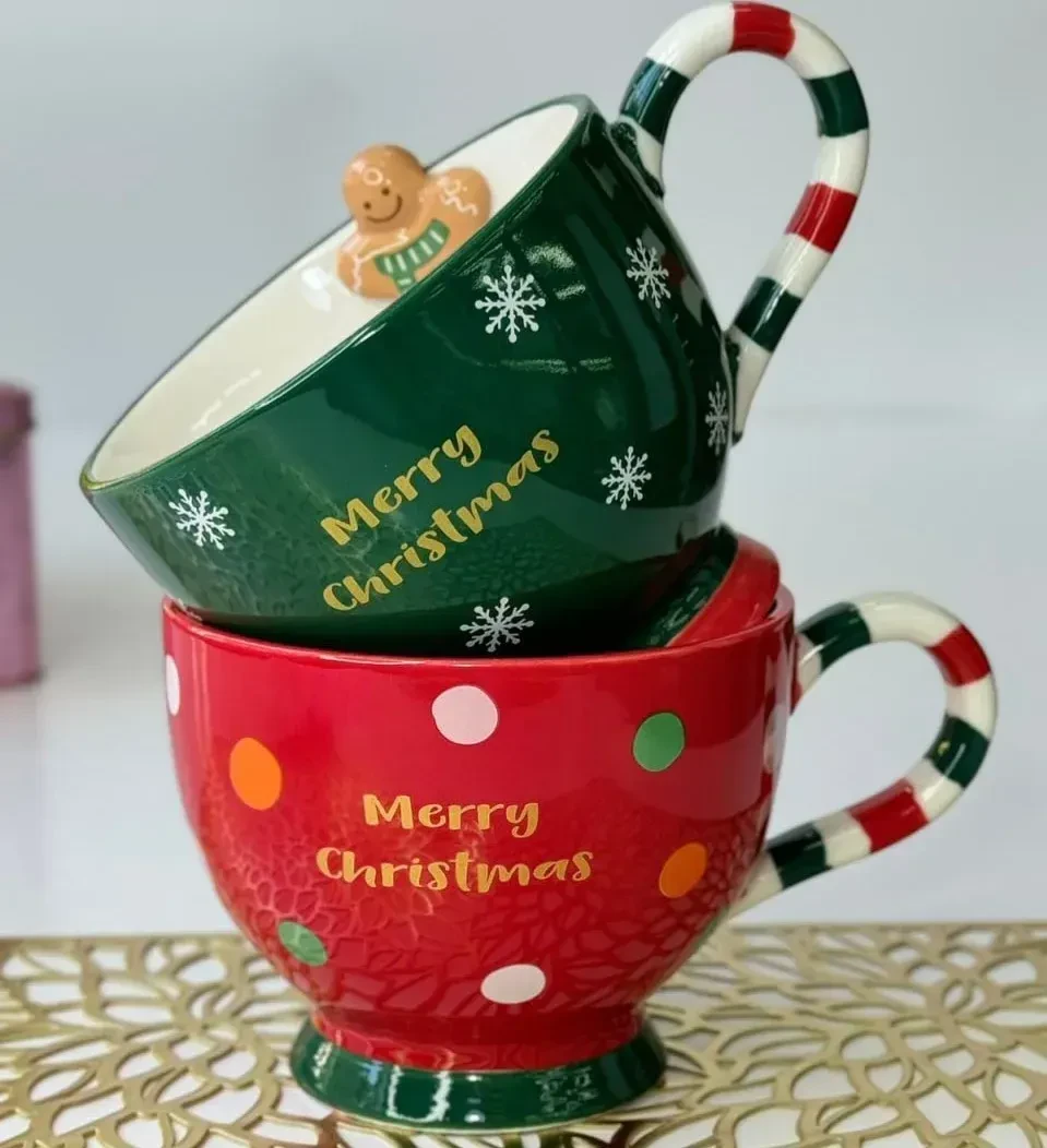 Набор чашек подарочный Зимний 2 шт. 520 мл Красный/Зеленый (OS-8030-301)