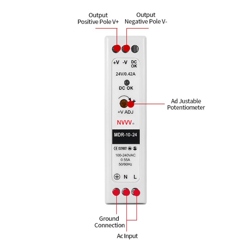 Блок питания на DIN-рейку NVVV 10W 0,42A 24V MDR-10-24 - фото 5
