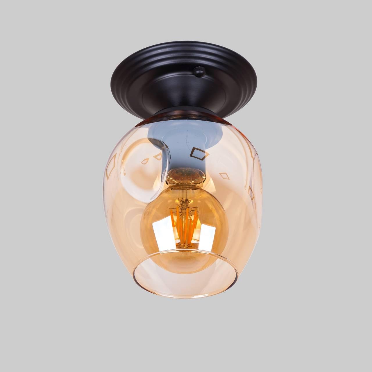 Светильник потолочный стеклянный Черный (56-XPR0231F-1 BK+BR)