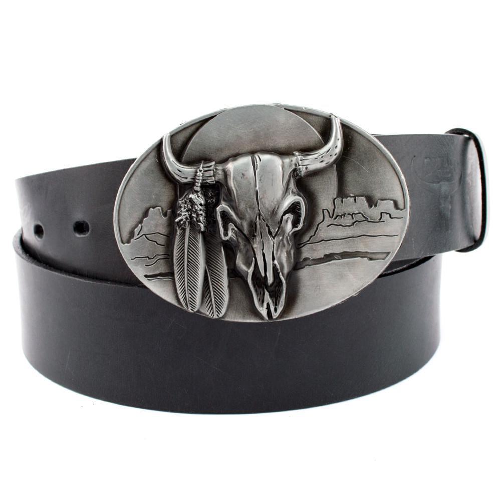 Ремінь чоловічий шкіряний Buffalo Wild 8008 120 см Чорний