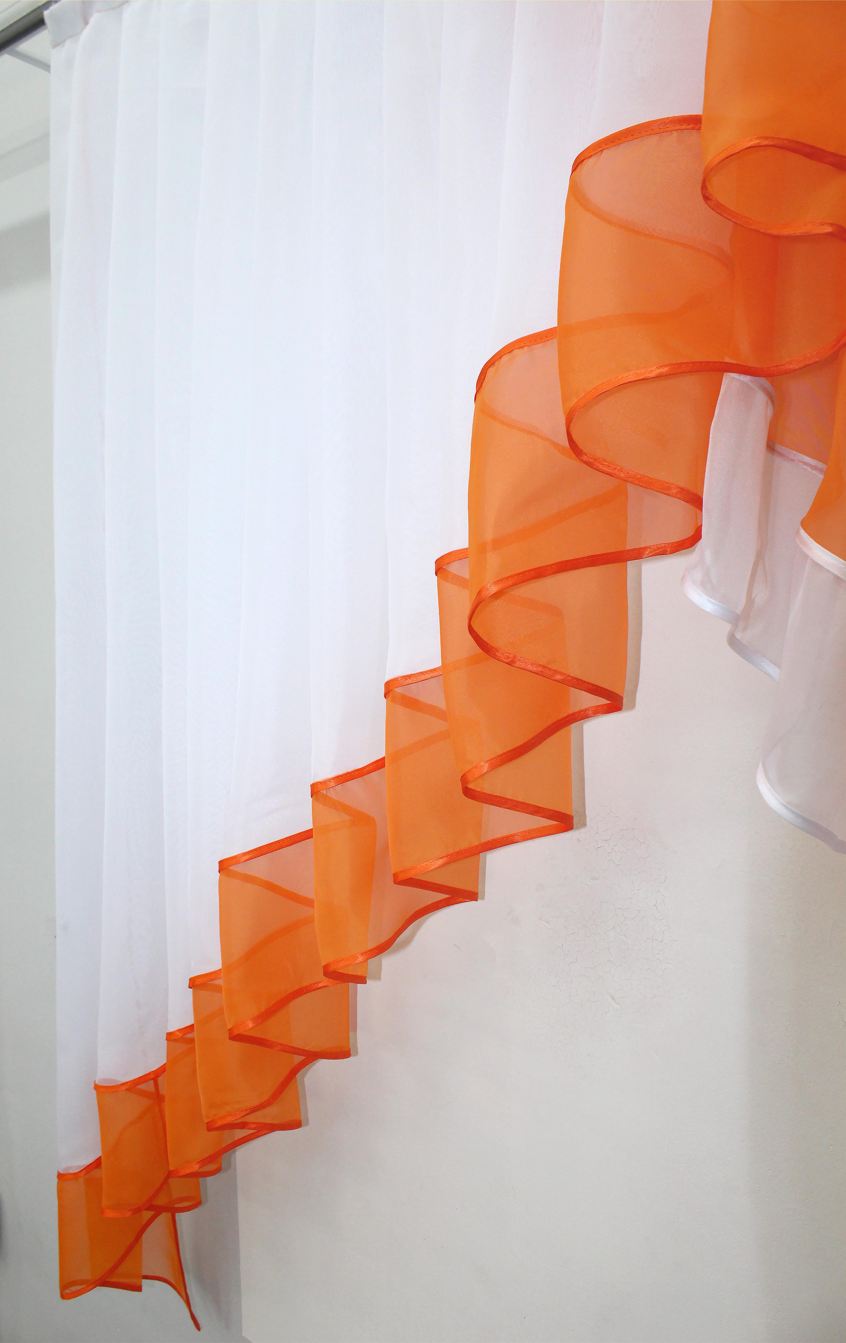 Занавеска кухонная VR-Textil № 023к 150х150 см Белый/Оранжевый (52-0406) - фото 3