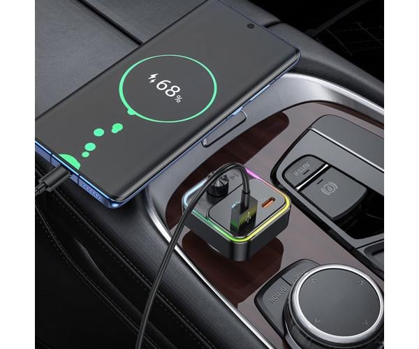 Зарядний пристрій автомобільний Hoco E81 QC3.0 PD30W з FM модулятором Black - фото 6
