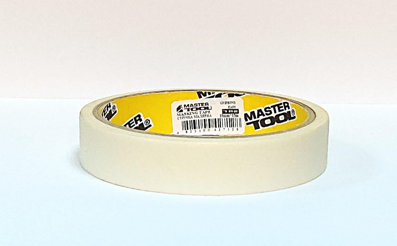 Лента малярная универсальная MasterTool GripBond Easy 19 мм х15 м Белый (79-9940) Лента малярная универсальная MasterTool GripBond Easy 19 мм х15 м Белый (79-9940)