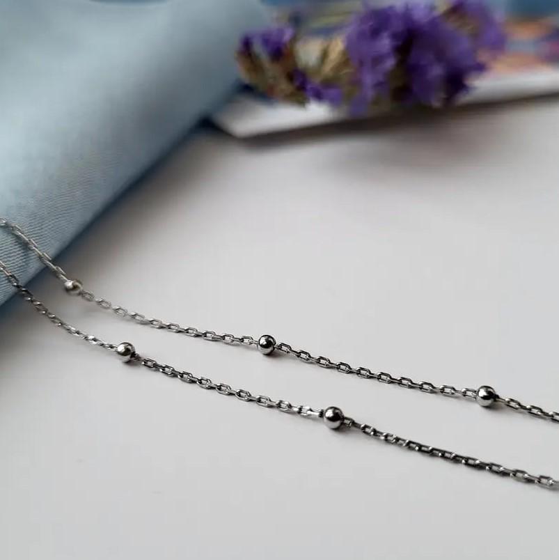 Цепочка-чокер из серебра якорь с шариками 1,30 г 925 пробы 35 см