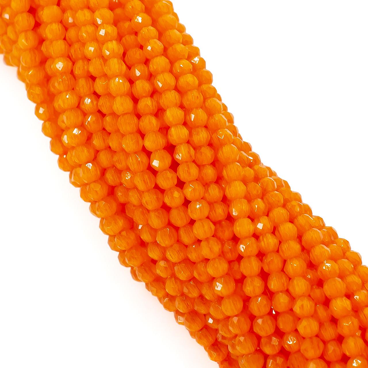 Бусины из шпинели с эффектом кошачьего глаза на нитке 37 см круглая огранка 2 мм 200 шт. Оранжевый (БШ0102к33)