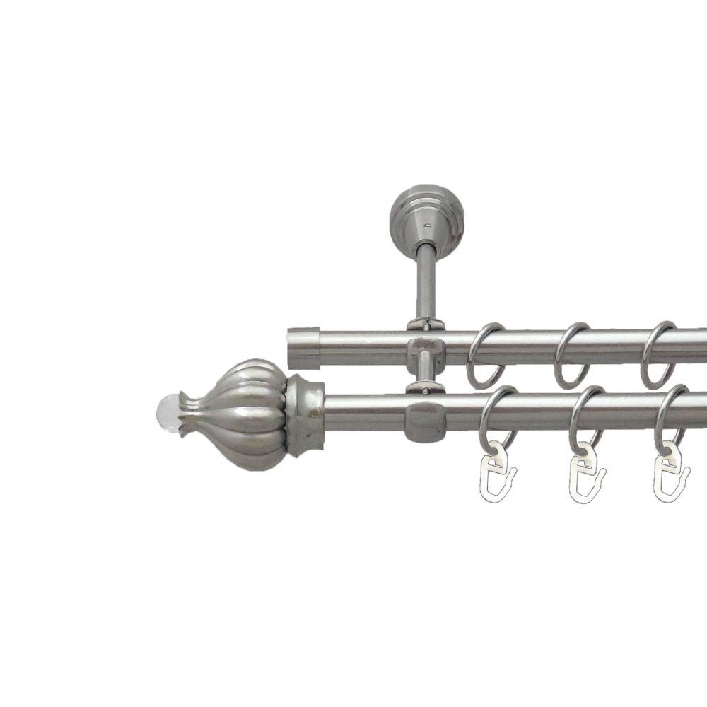 Карниз металевий Orvit Таджа-Кристал дворядний відкритий/гладка труба/кільце металеве Нержавіюча Сталь 16/16 мм 160 см (00-00016253) - фото 1 Карниз металевий Orvit Таджа-Кристал дворядний відкритий/гладка труба/кільце металеве Нержавіюча Сталь 16/16 мм 160 см (00-00016253) - фото 1