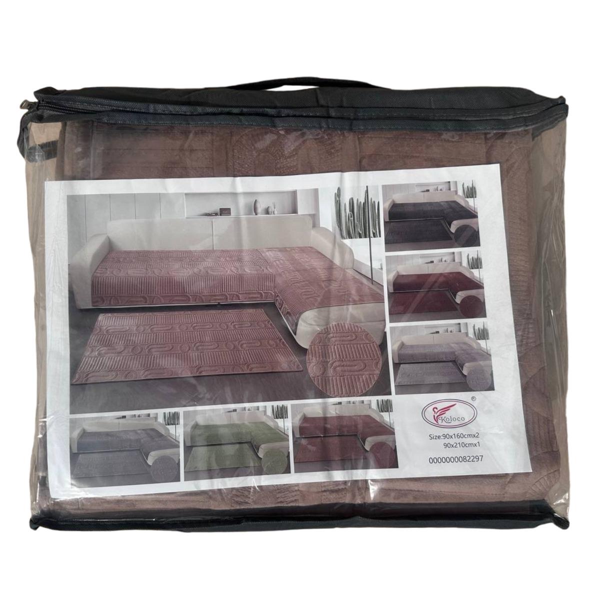 Покривало велюрове Koloco на диван або крісло 3 шт. Коричневий (39771) - фото 4 Покривало велюрове Koloco на диван або крісло 3 шт. Коричневий (39771) - фото 4