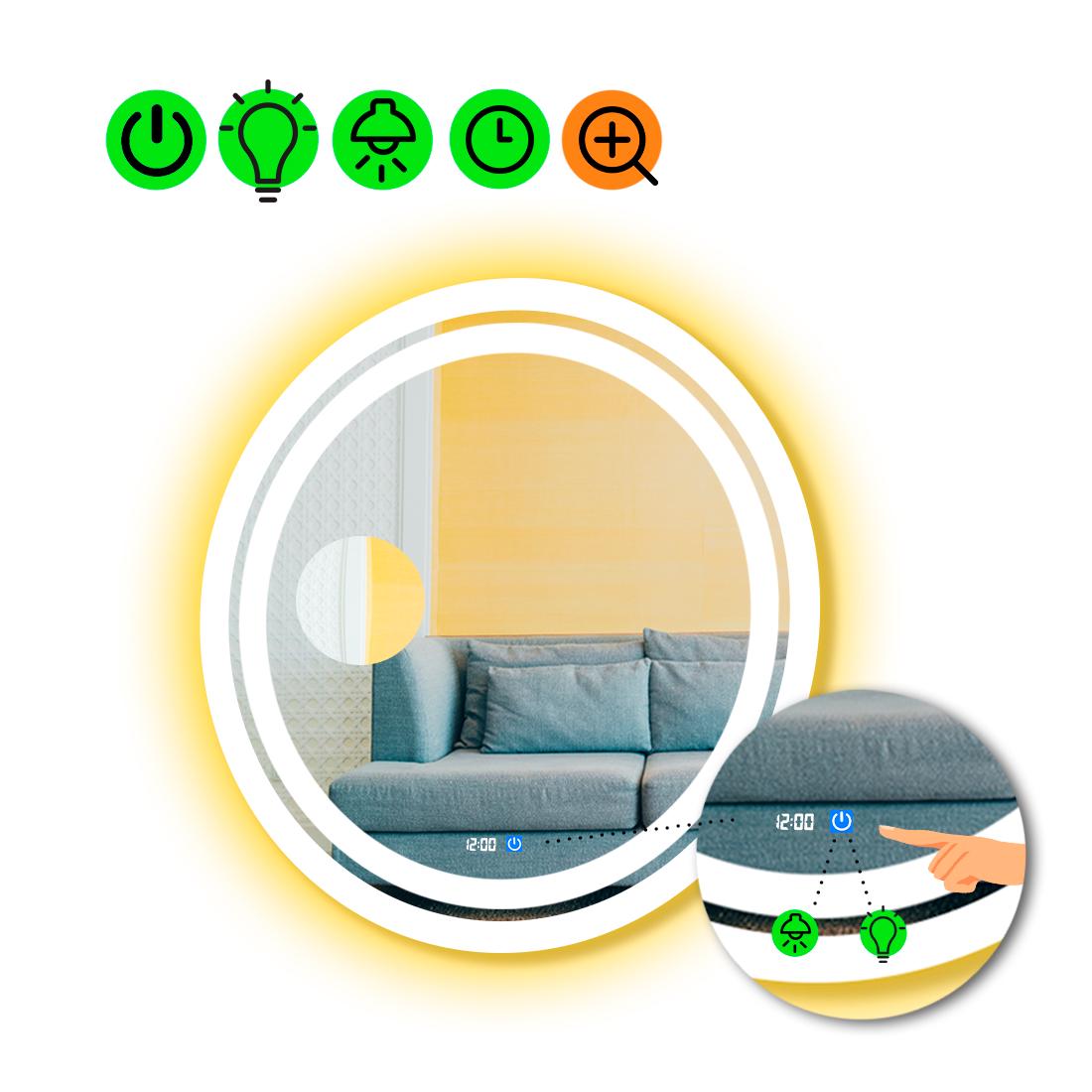 Зеркало LED подсветкой Carla с сенсором и линзой без подсветки 60x60 см (8777017)