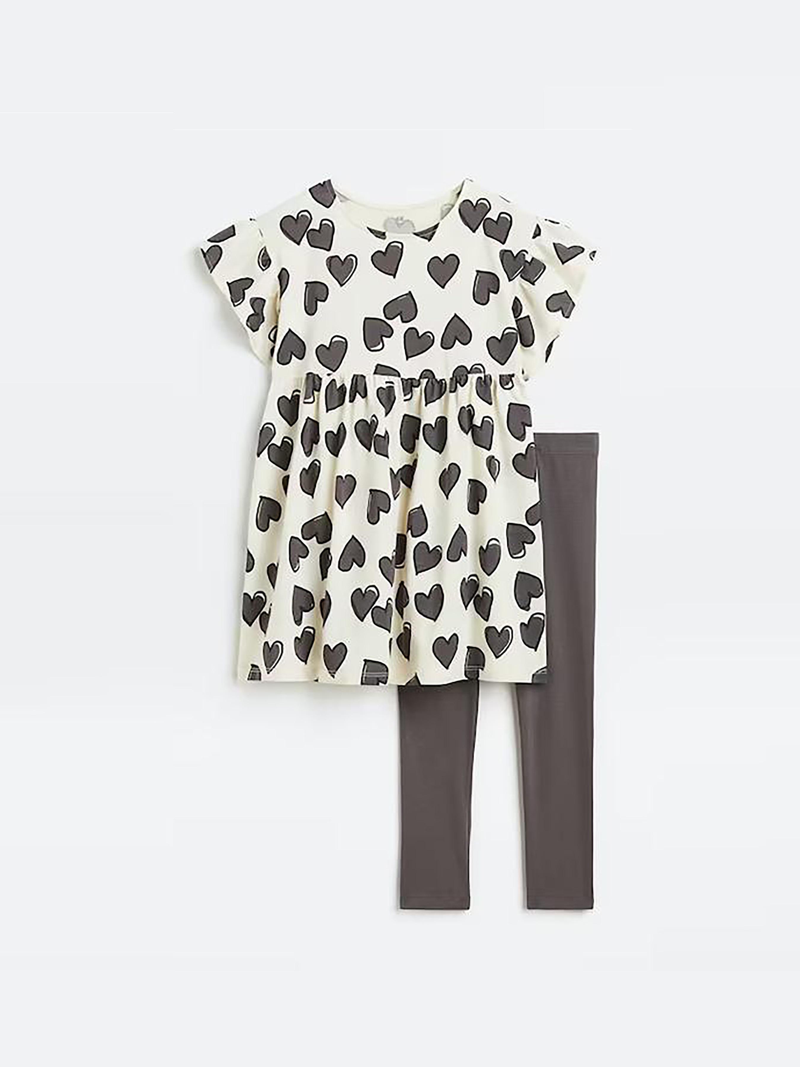 Комплект H&M сукня/легінси 98 см Молочно-сірий