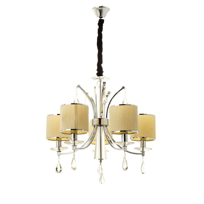 Люстра подвесная Light House ES-15953/5 на пять ламп с абажурами Хром