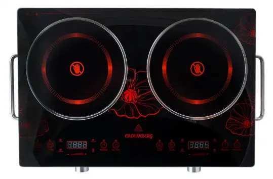 Электроплита инфракрасная на 2 конфорки Crownberg CB-1327 с керамической поверхностью (Ф94)