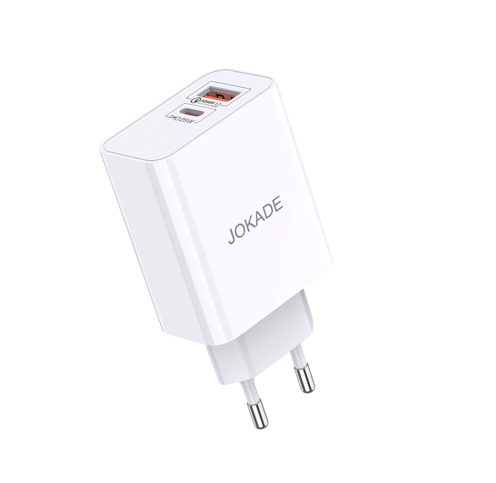 Зарядное устройство сетевое Jokade JB027 Fusheng USB + Type-C PD25W + QC3.0 White (11254491) - фото 6