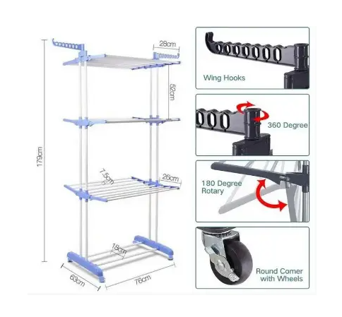 Сушилка для белья 3 Tiers Garment rack универсальная складная Белый (10210) - фото 2