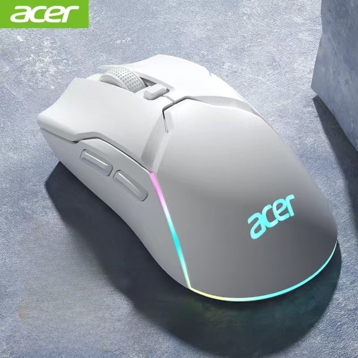 Мышка игровая Acer OMW110 с комбинированным подключением USB/Bluetooth 2,4 ГГц RGB 10000 DPI Белый - фото 2