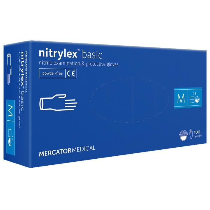 Перчатки нитриловые Mercator Nitrylex Basic неопудренные M 100 шт. Blue