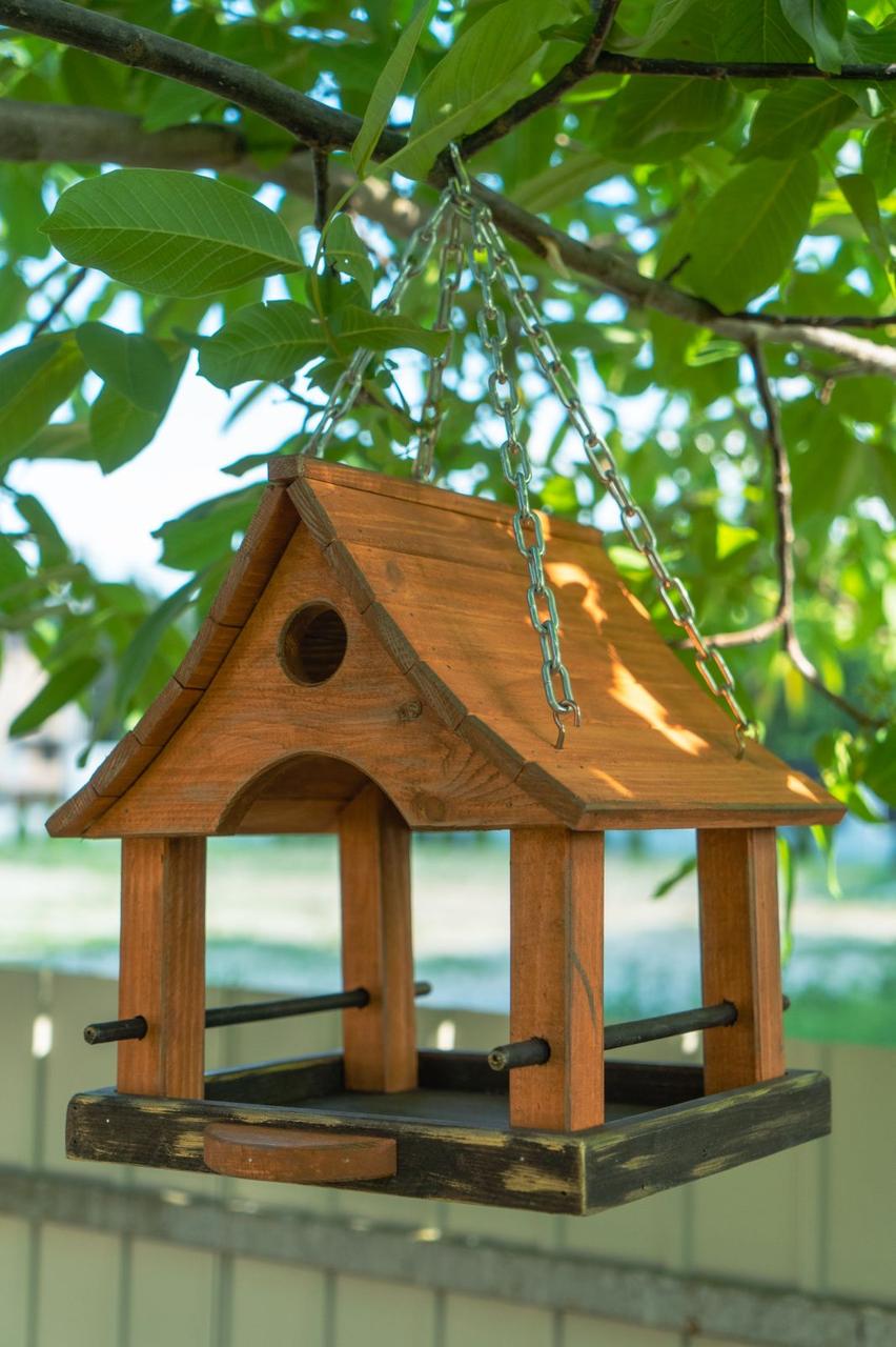 Кормушка для птиц и белок подвесная Сакура из натурального дерева 28×27×32 см Коричневый Кормушка для птиц и белок подвесная Сакура из натурального дерева 28×27×32 см Коричневый