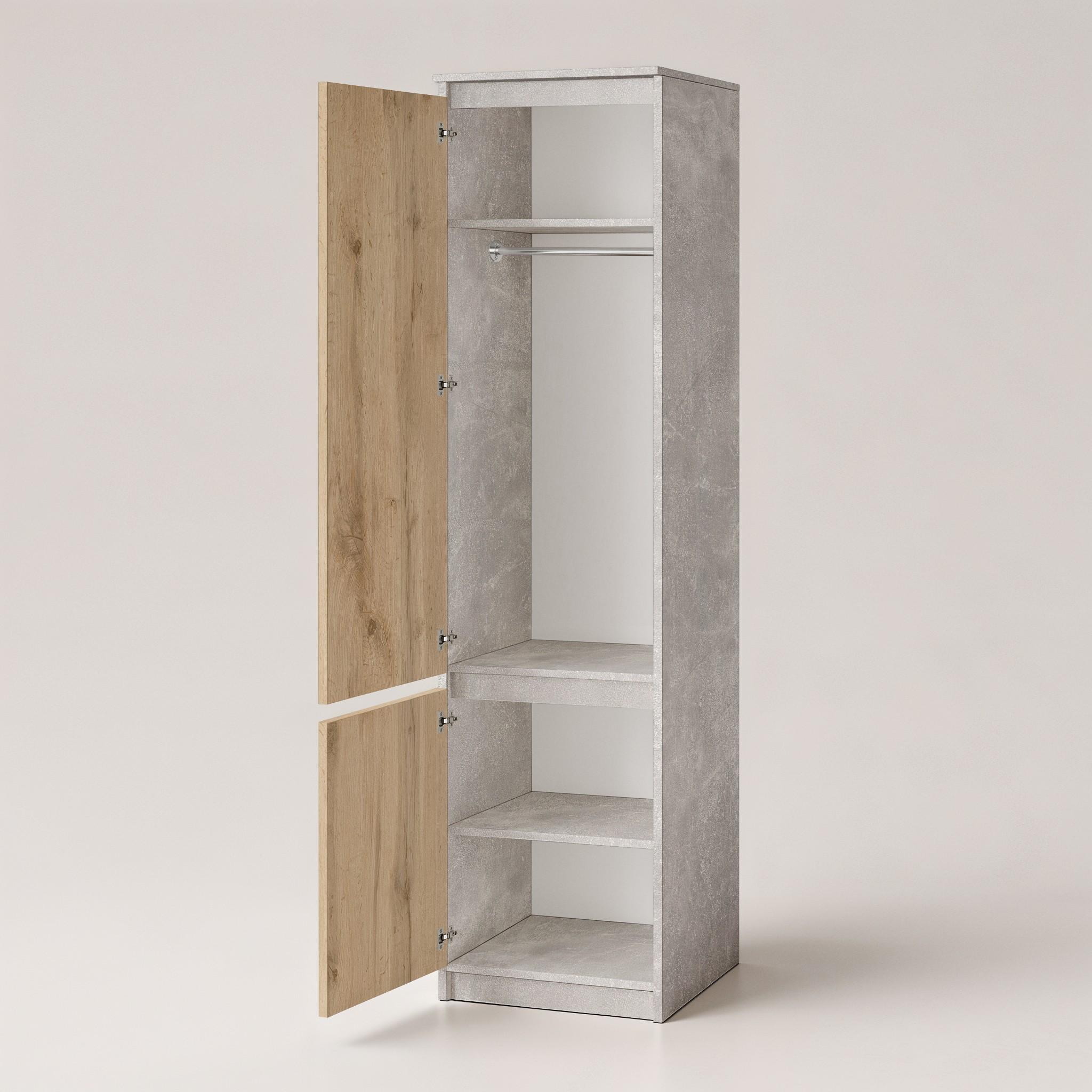 Шафа-пенал зі штангою T-218 500х498х2117 мм Бетон/Дуб Аппалачі - фото 2 Шафа-пенал зі штангою T-218 500х498х2117 мм Бетон/Дуб Аппалачі - фото 2