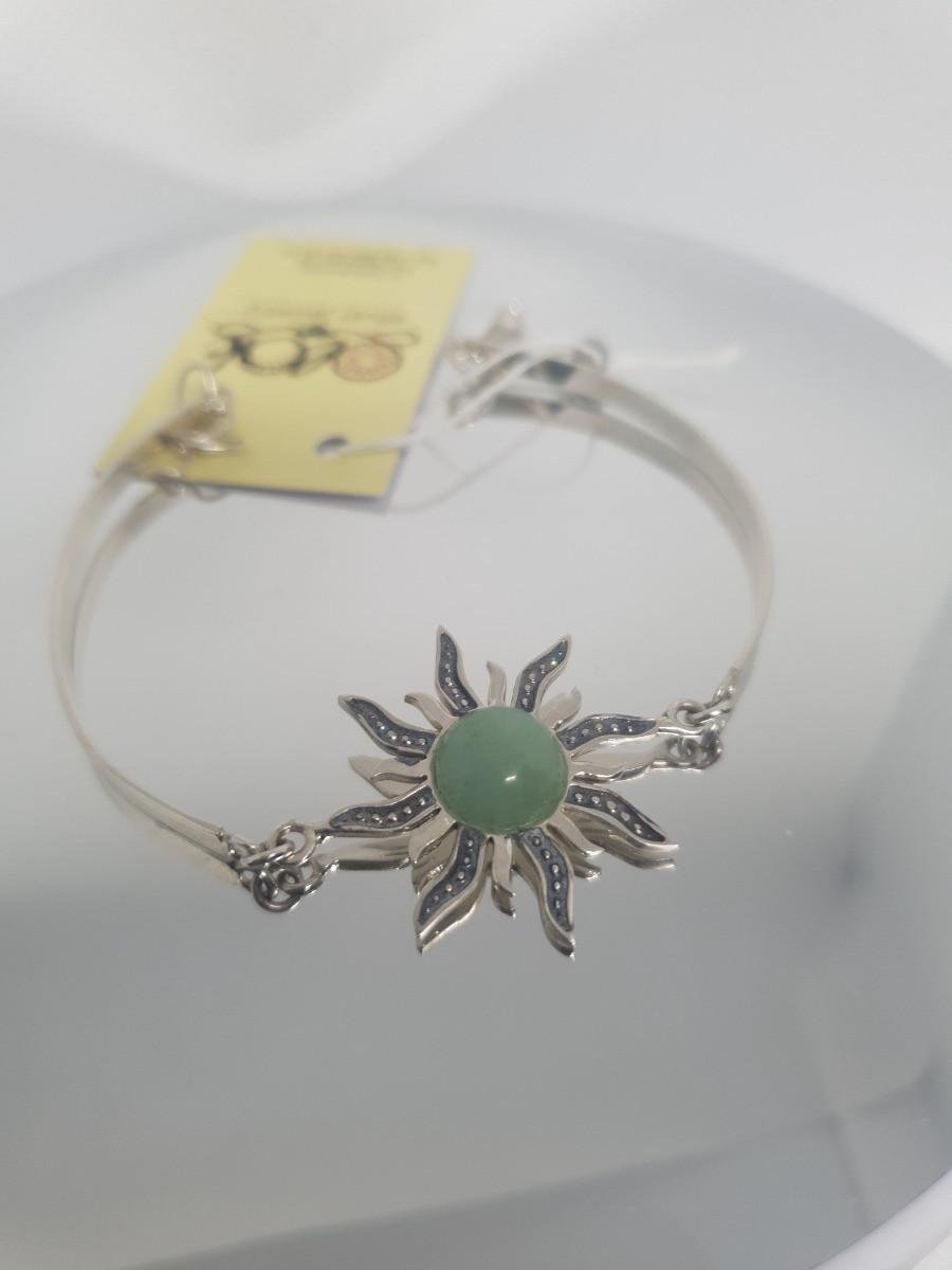 Браслет срібний Сонце з камінням нефрит 925 проба (2607612427)