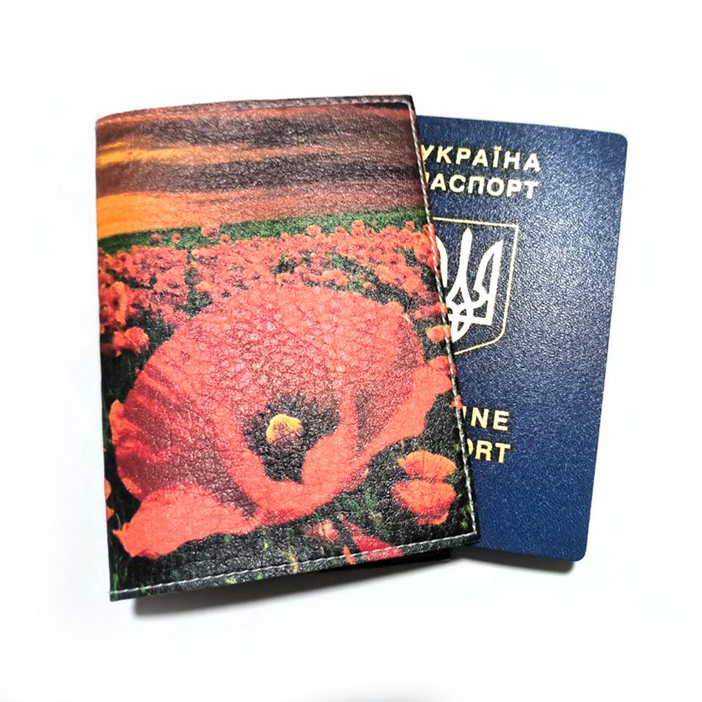 Обложка на паспорт принт Маки (OB_0027)