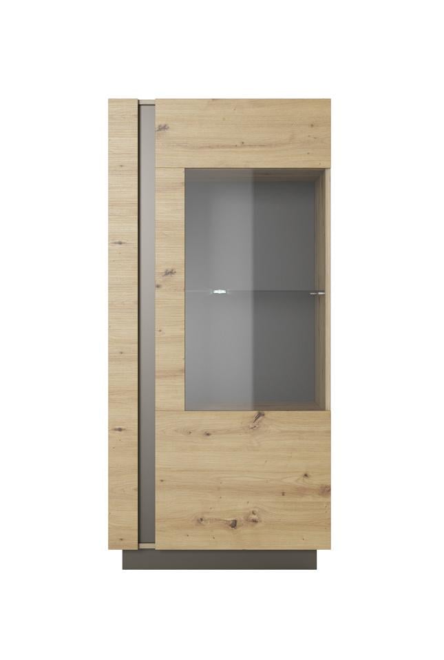 Шкаф-витрина низкий Perfect Home Arco 1D1W/72 однодверный Дуб артизан/Графит (PFH-091060)