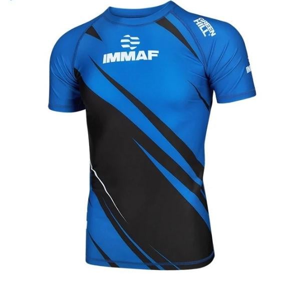 Футболка Green Hill Rash Guard MMA IMMAF з коротким рукавом L Синій (8585053829722)