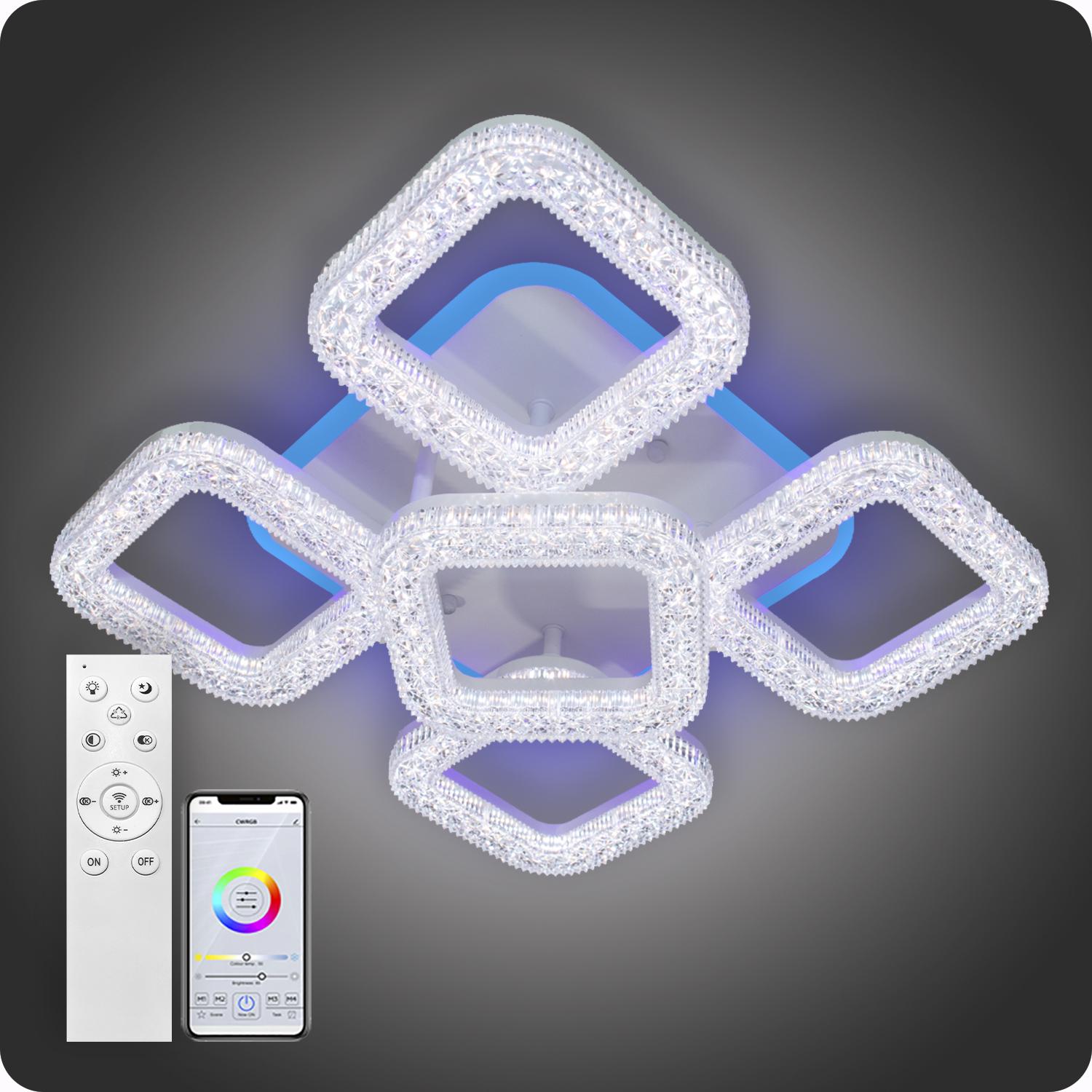 Люстра світлодіодна 517 Light 3color з пультом 80 Вт Білий (02071) - фото 2