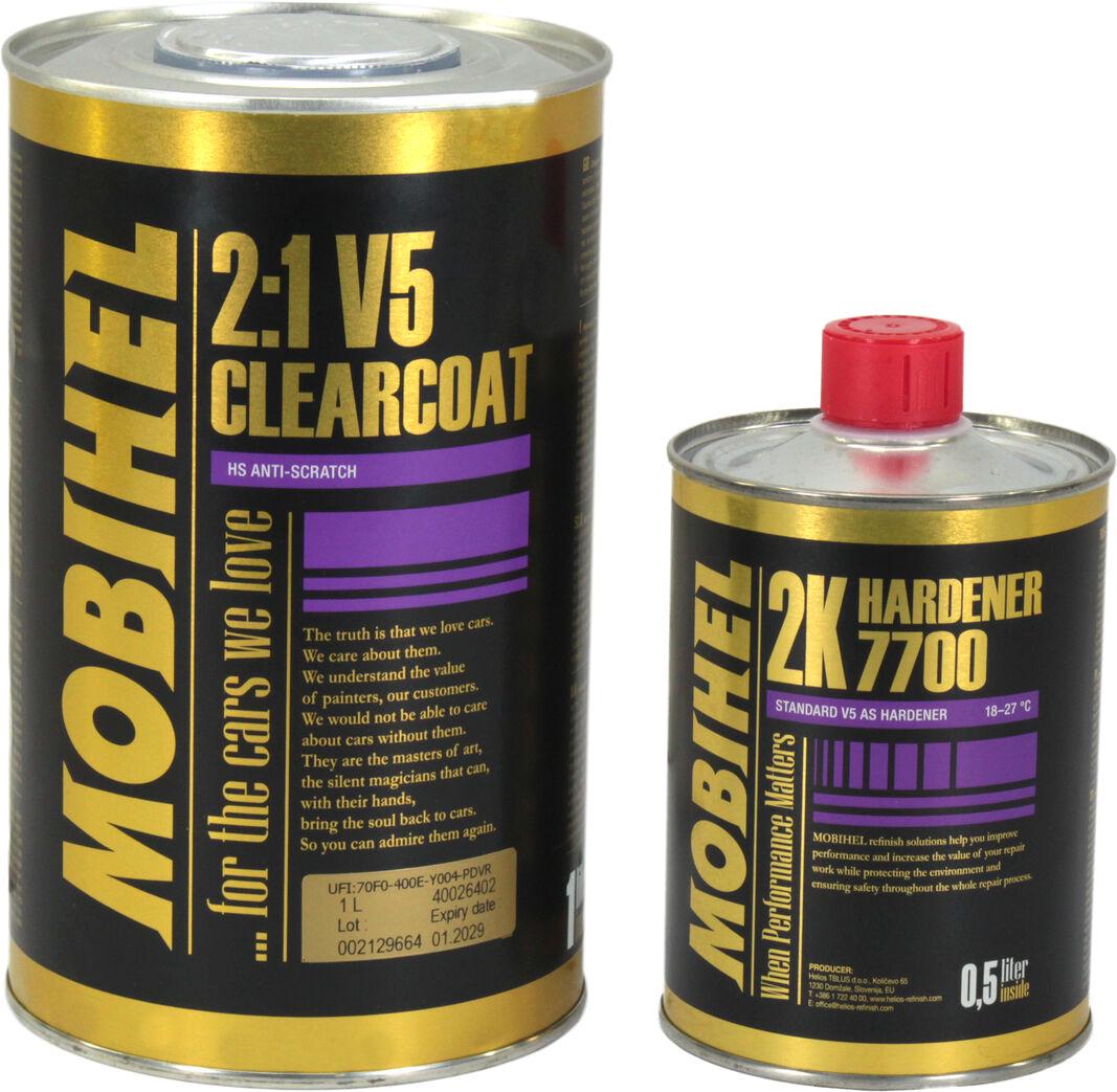 Лак акриловый Helios Mobihel V5 AS 2К-2:1/2К-7700 2К-2:1/2К-7700 с отвердителем 7700 1 л 0,5 л 2:1