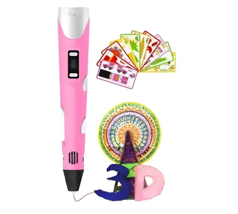 3D-ручка для малювання трафарет з різнобарвним пластиком 200 м Рожевий (2694972932) - фото 2