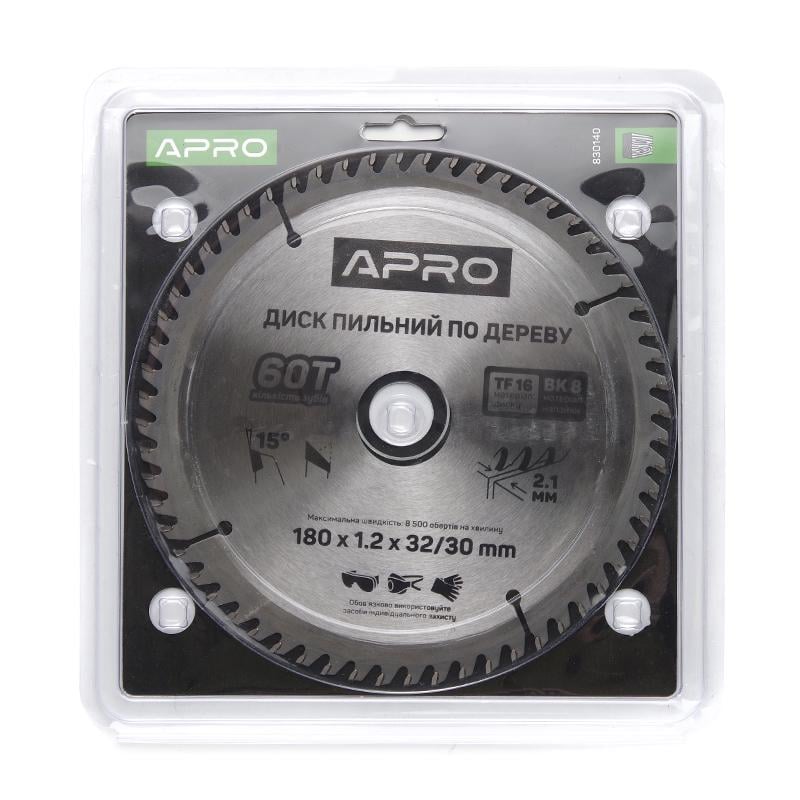Диск пильный по дереву Apro 180х32/30х60T (830140) - фото 2 Диск пильный по дереву Apro 180х32/30х60T (830140) - фото 2