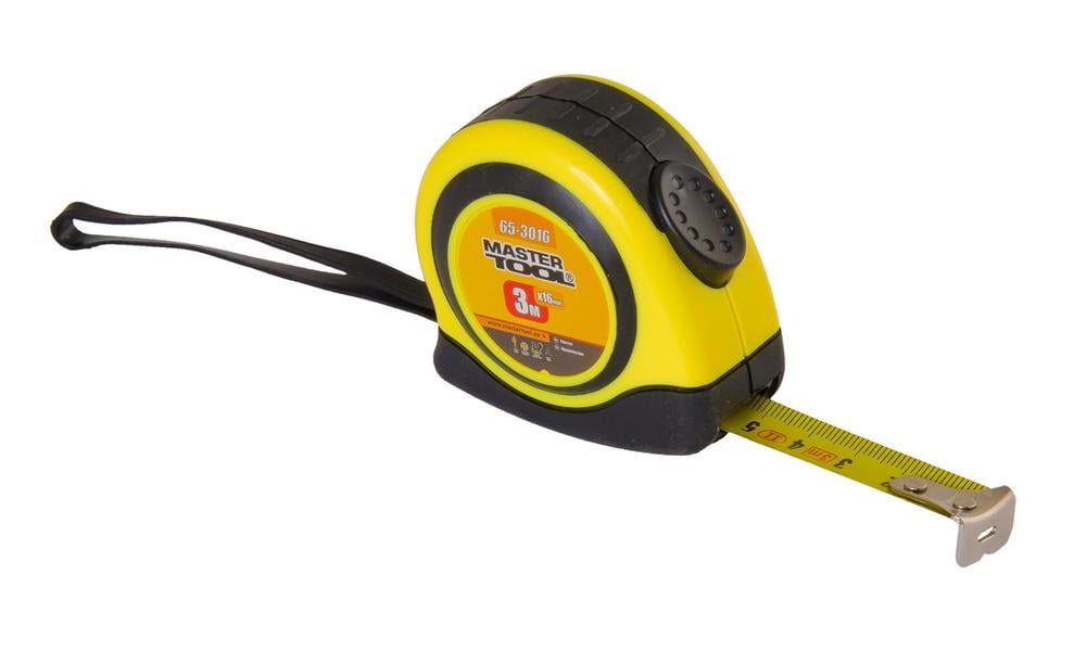 Рулетка MasterTool 3 мх16 мм автоматичний фіксатор полотна/TPR-покриття (65-3016)