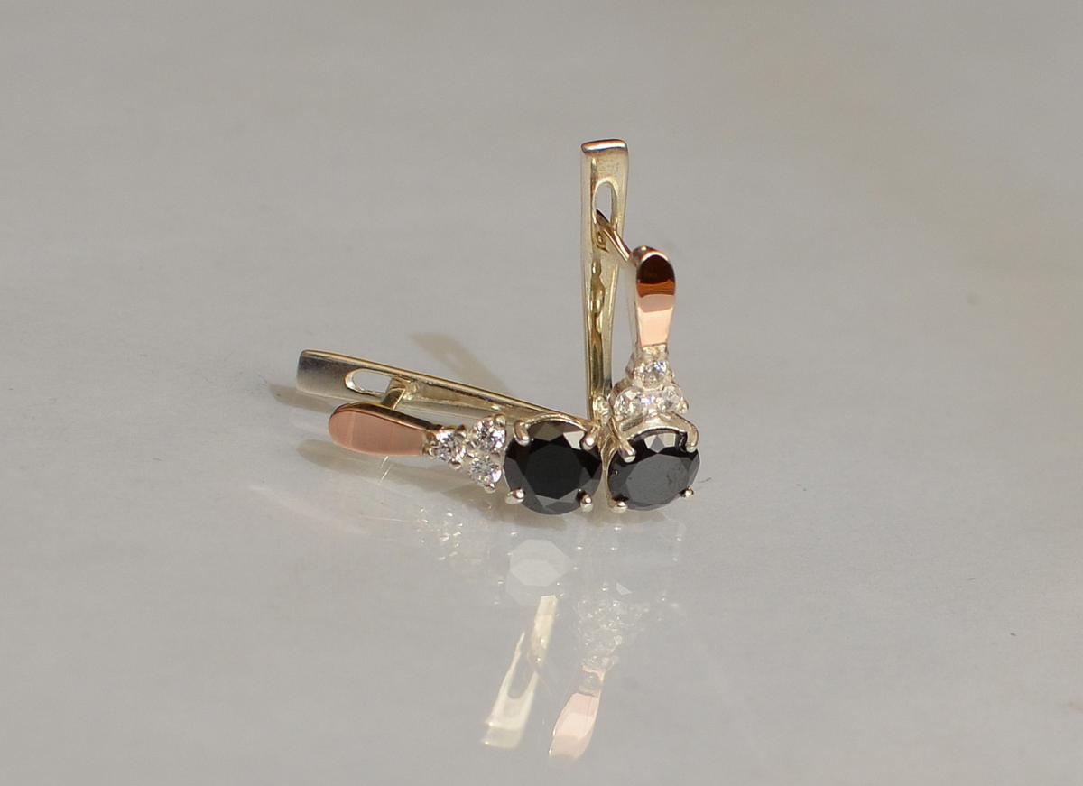 Срібні сережки з золотом 140с Чорний