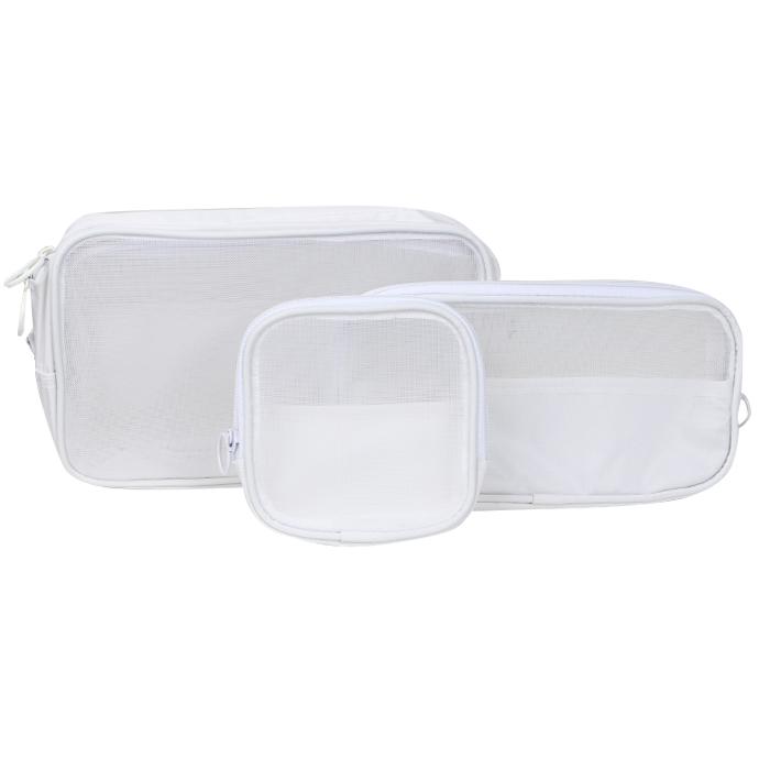 Органайзер несессер из трех косметичек для хранения косметики компактный бьюти бокс переносной на молнии White