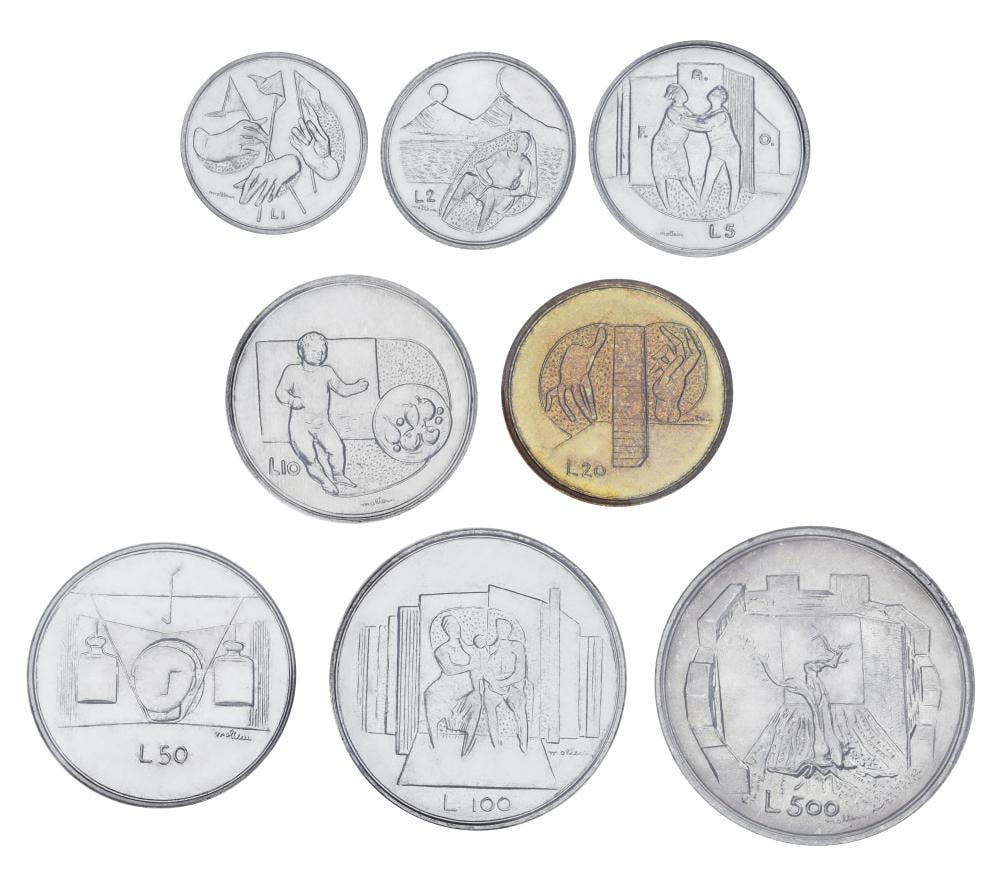 Набор коллекционных монет Сан-Марино 1976 UNC 1/2/5/10/20/50/100/500 лир серебро 8 шт. (30116767)