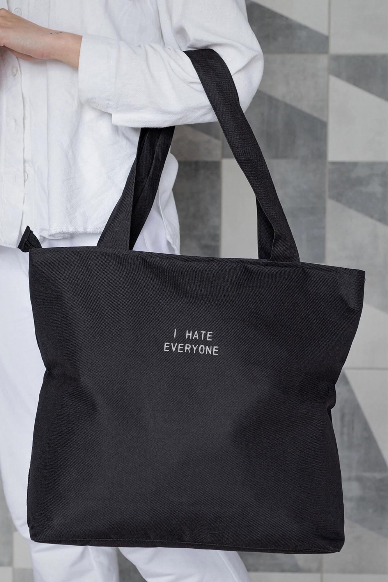 Шопер женский тканевый эко с принтом Hate Black (8055453) Шопер женский тканевый эко с принтом Hate Black (8055453)