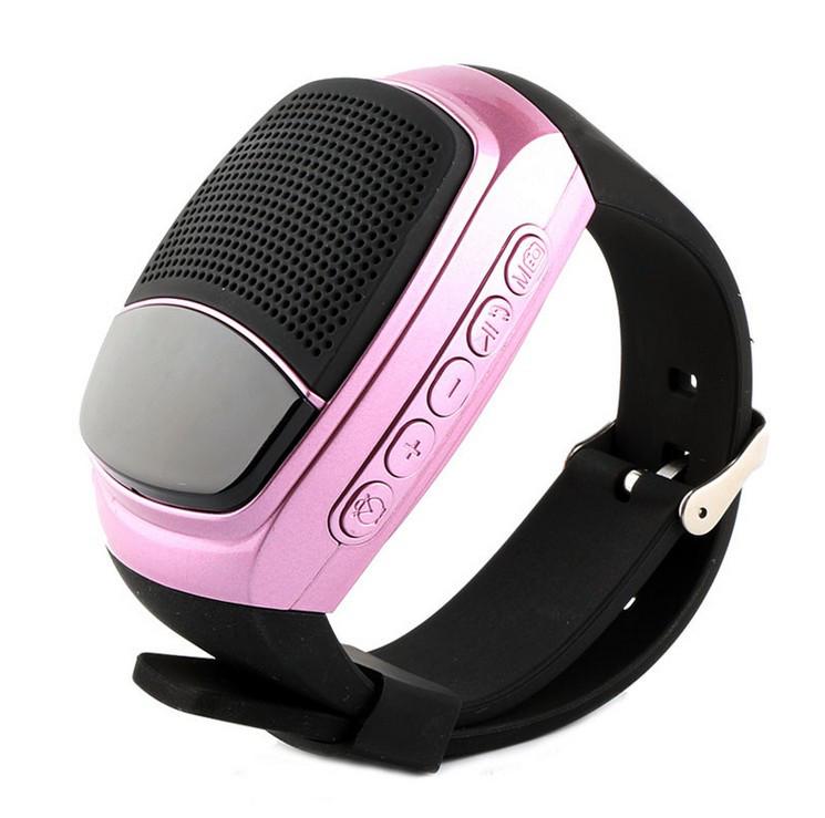 Бездротова Bluetooth колонка SUNROZ B90 у вигляді годинника LCD Рожевий (SUN0416)