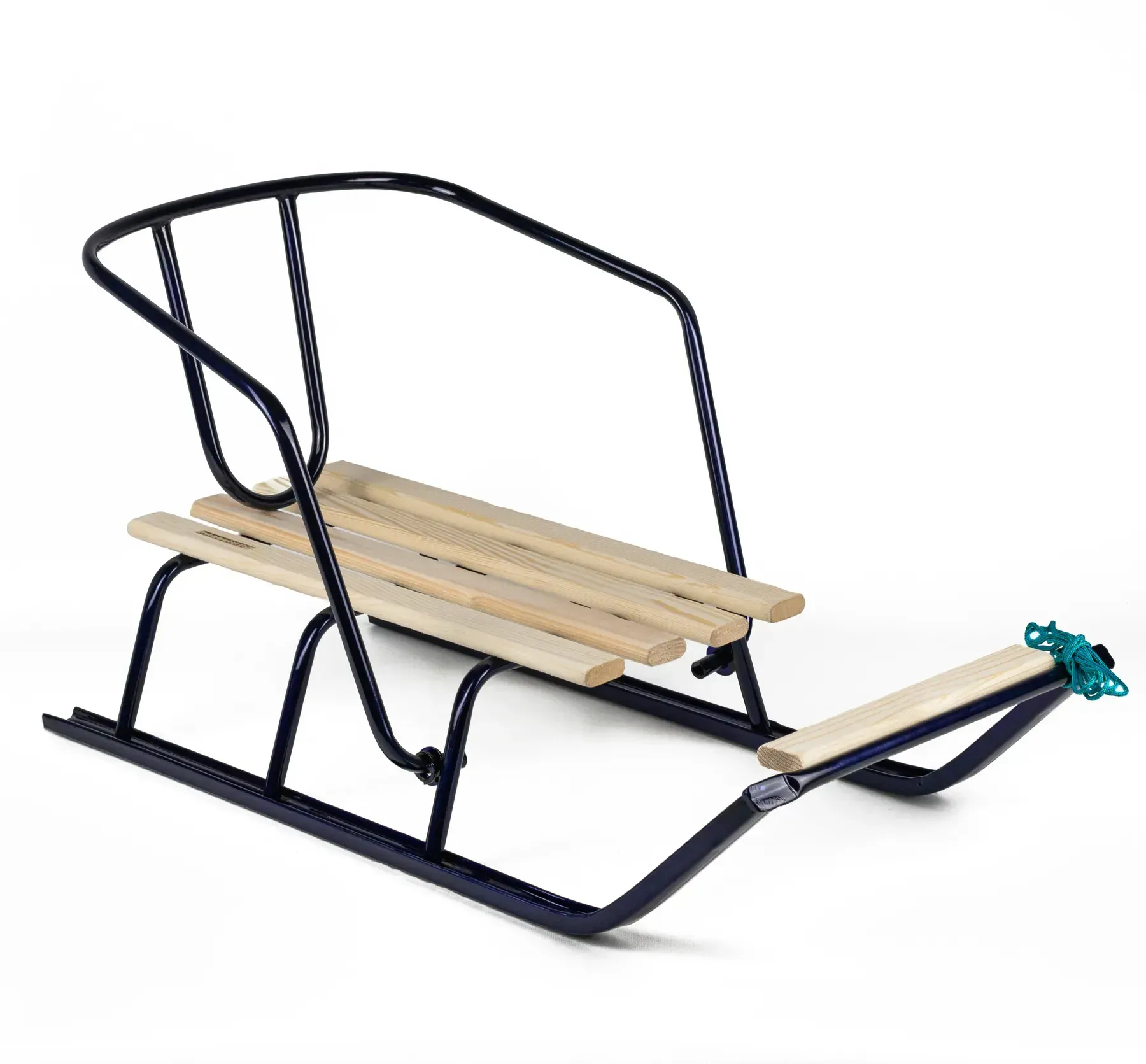 Санки дитячі Супутник зі спинкою з металу та дерева 73x38x41 см Синій (150-98-SS103)