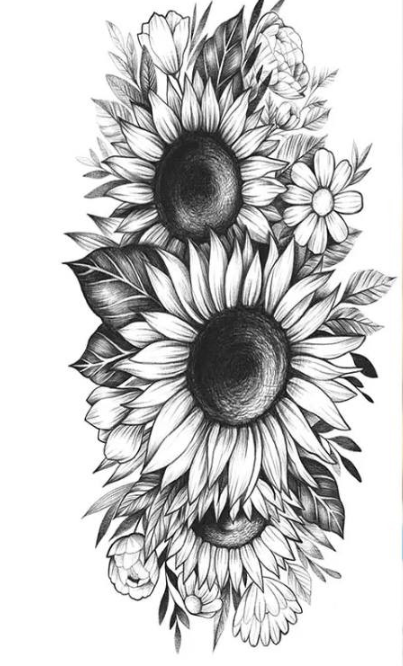 Тату тимчасове водостійке 3D велике Незвичайні квіти BK-074 18х9 см (4419479)