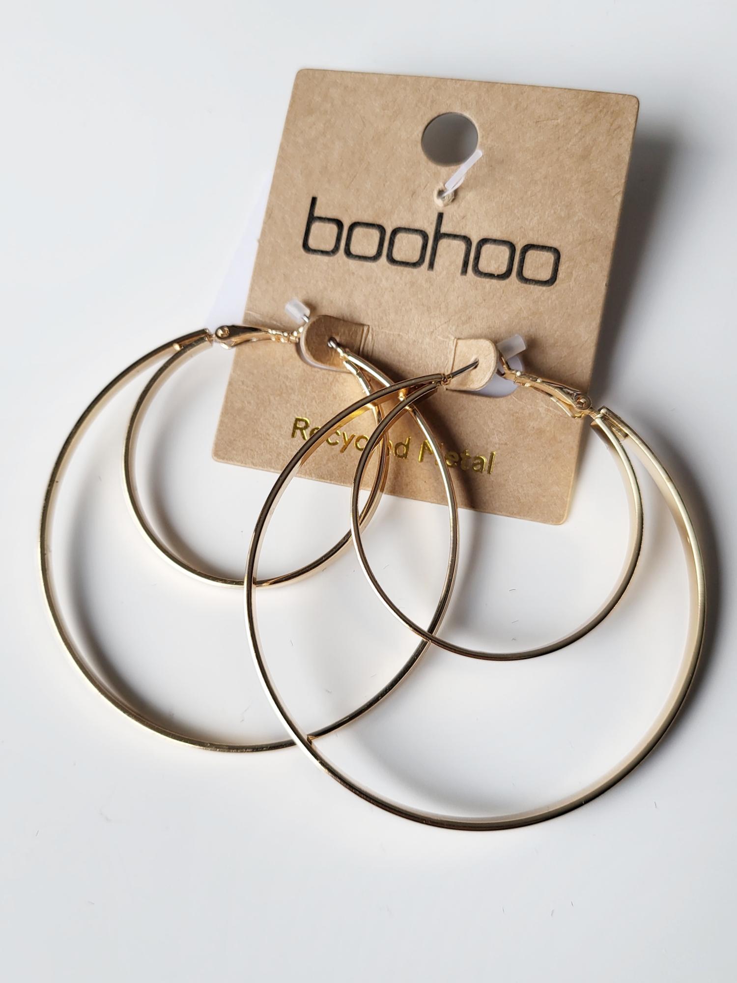 Серьги кольца двойные Boohoo Золотистый (10768)