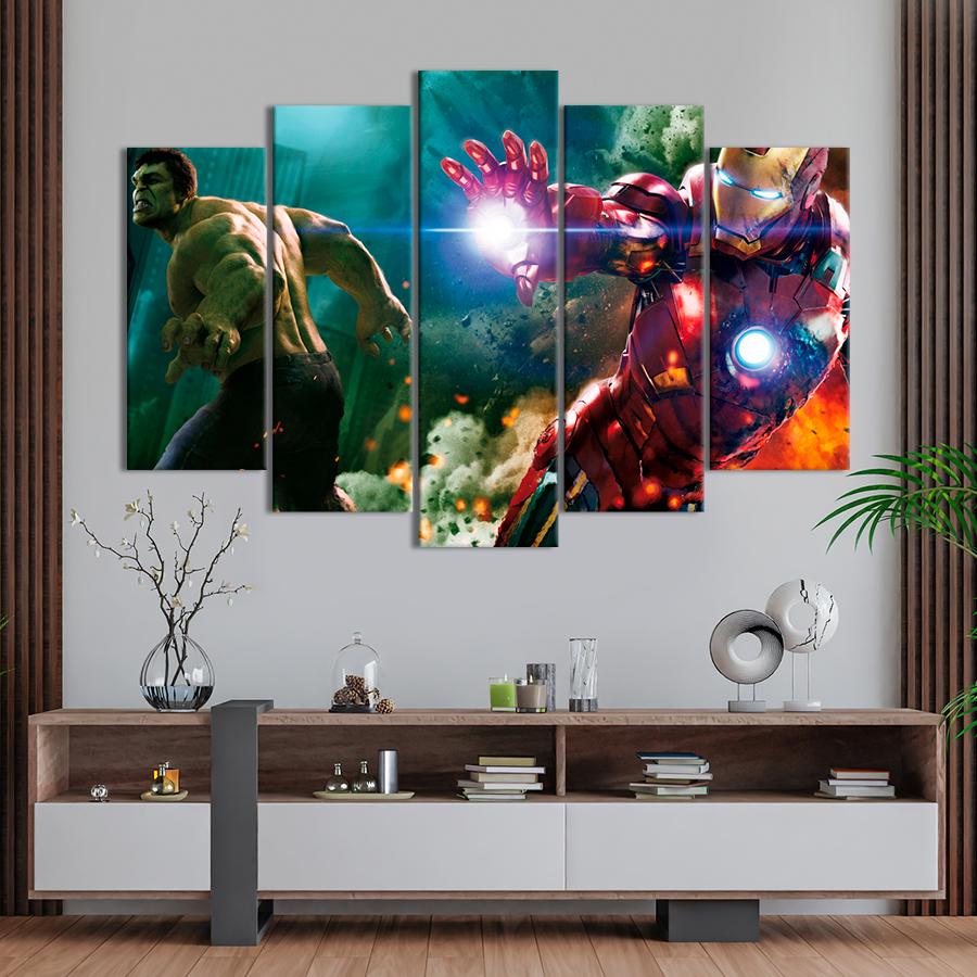 Настенний декор Халк и Железный человек из команды Мстителей 187x119 см (A28-5)