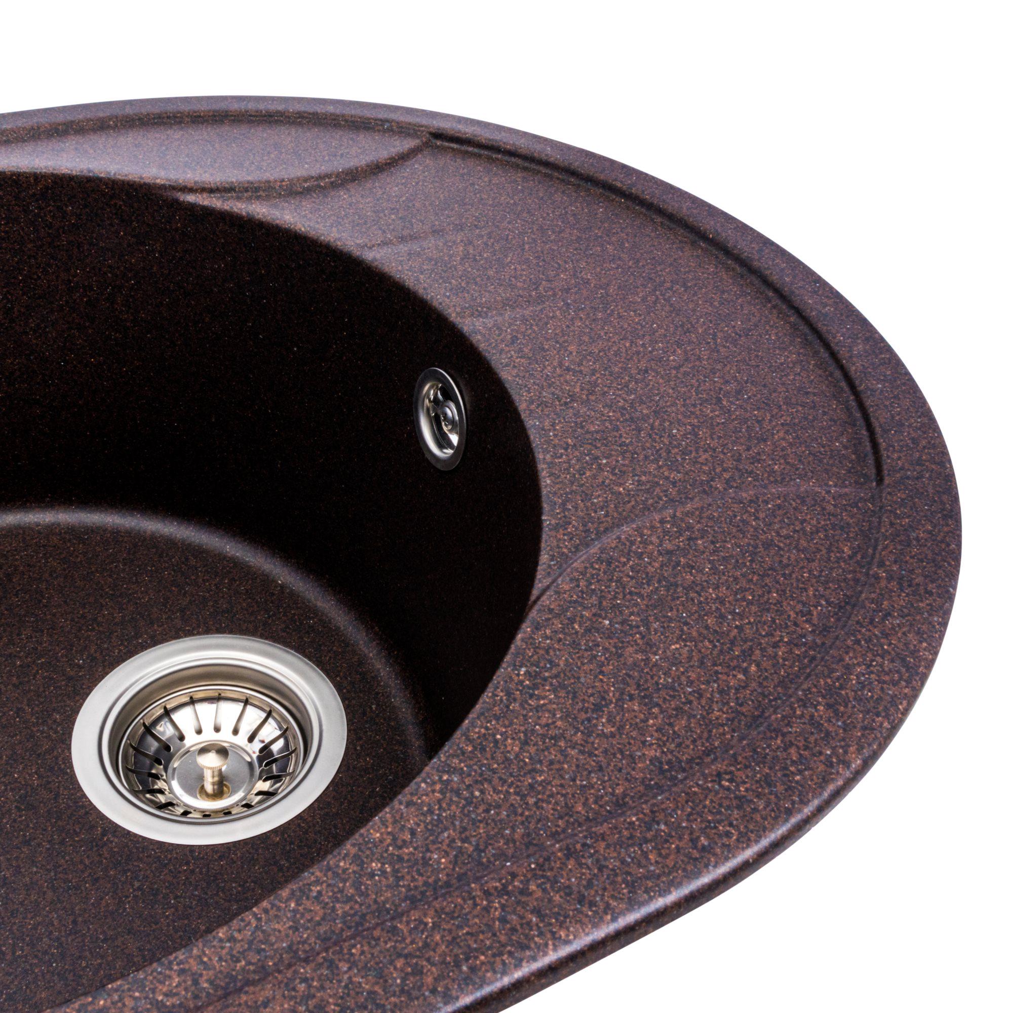 Мийка гранітна для кухні Platinum 5847 ONYX матова Шоколадний - фото 3 Мийка гранітна для кухні Platinum 5847 ONYX матова Шоколадний - фото 3