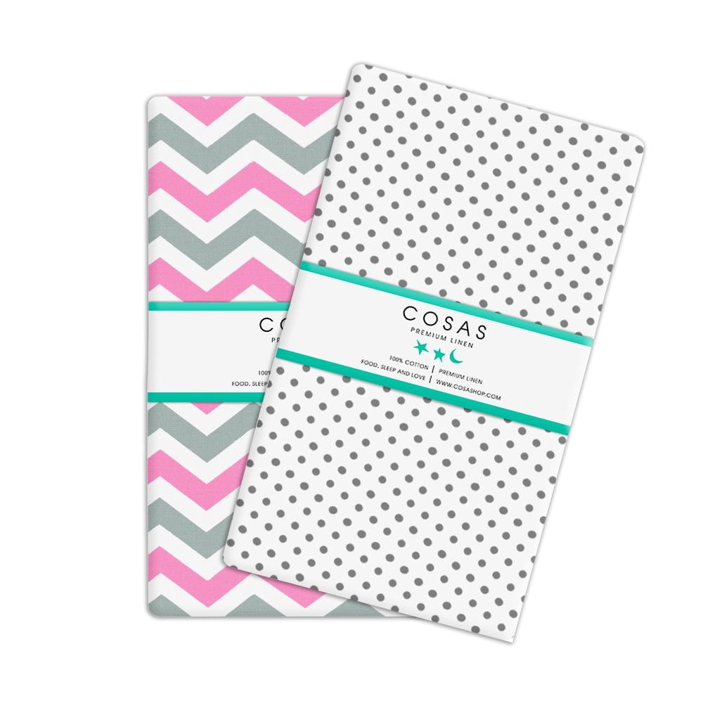 Набор детских простыней COSAS на резинке Zigzag grey rose/Dots grey (4822052023846)