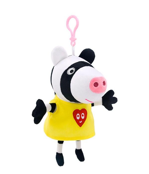 М'яка іграшка-брелок дитяча Свинка Пеппа Зебра Зоі з карабіном 15 см (арт EPC9916M)