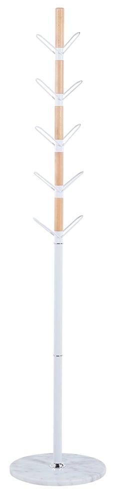 Вешалка напольная АКЛАС Тополя VKY-6015W Дерево бук/Металл белый