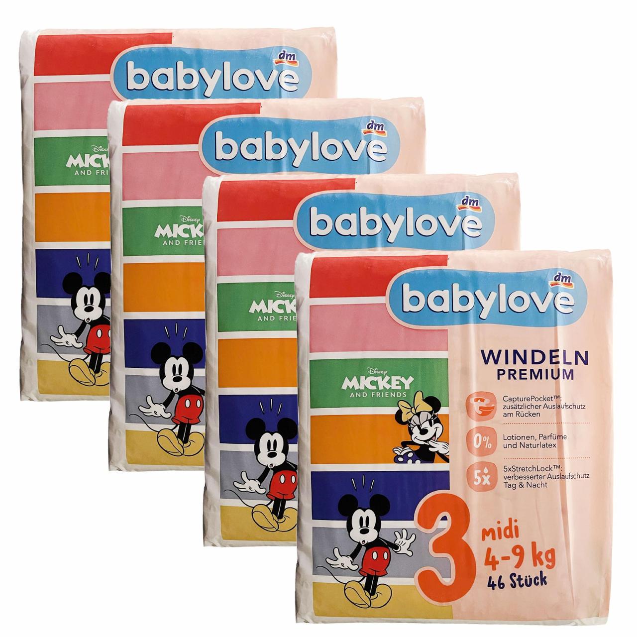 Підгузки Babylove Premium 3 Midi 4-9 кг 184 шт. (2490086224)